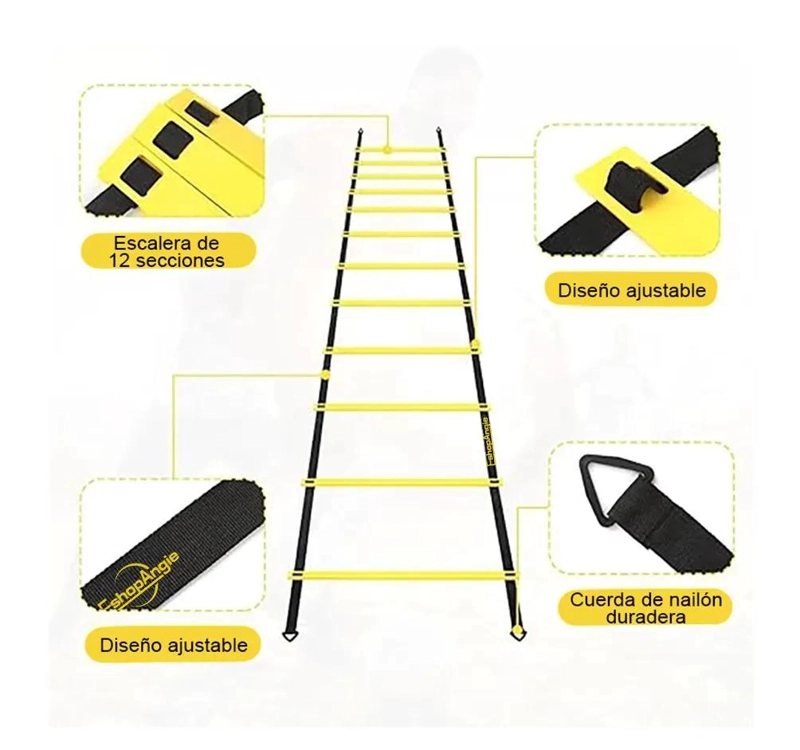KIT COMPLETO PARA ENTRENAMIENTO DE AGILIDAD CON ESCALERA, CONOS Y CUERDA - 2