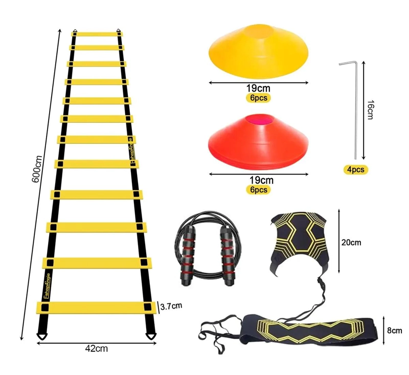 KIT COMPLETO PARA ENTRENAMIENTO DE AGILIDAD CON ESCALERA, CONOS Y CUERDA - 3