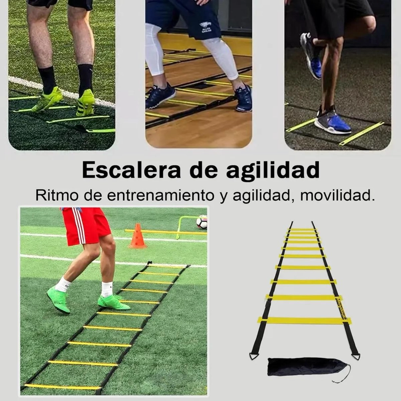 KIT COMPLETO PARA ENTRENAMIENTO DE AGILIDAD CON ESCALERA, CONOS Y CUERDA - 5