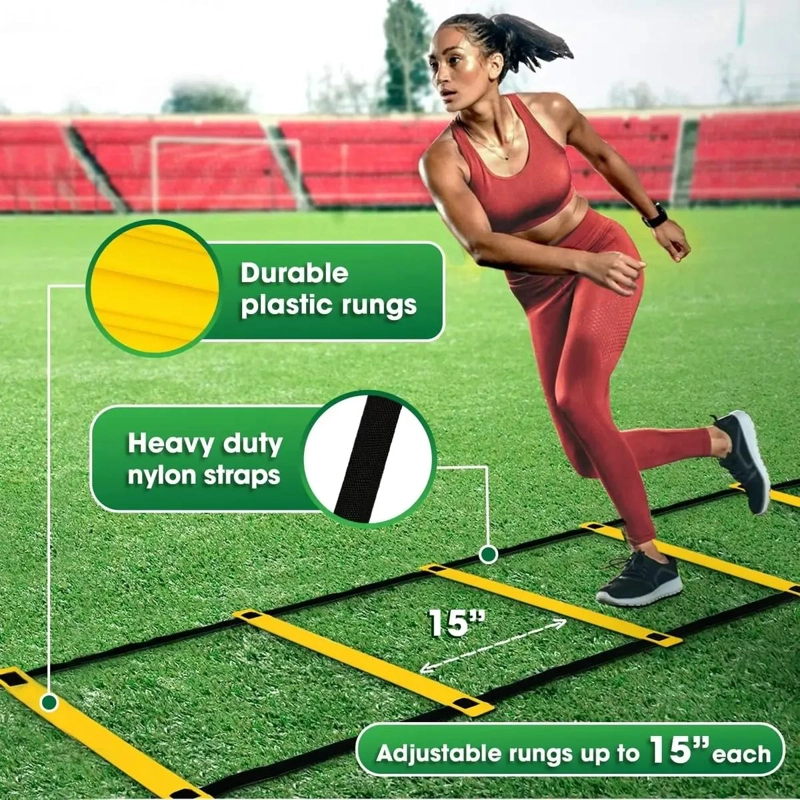 KIT DE ENTRENAMIENTO CON CONOS, ESCALERA Y PARACAIDAS PARA AGILIDAD Y FUTBOL - 3