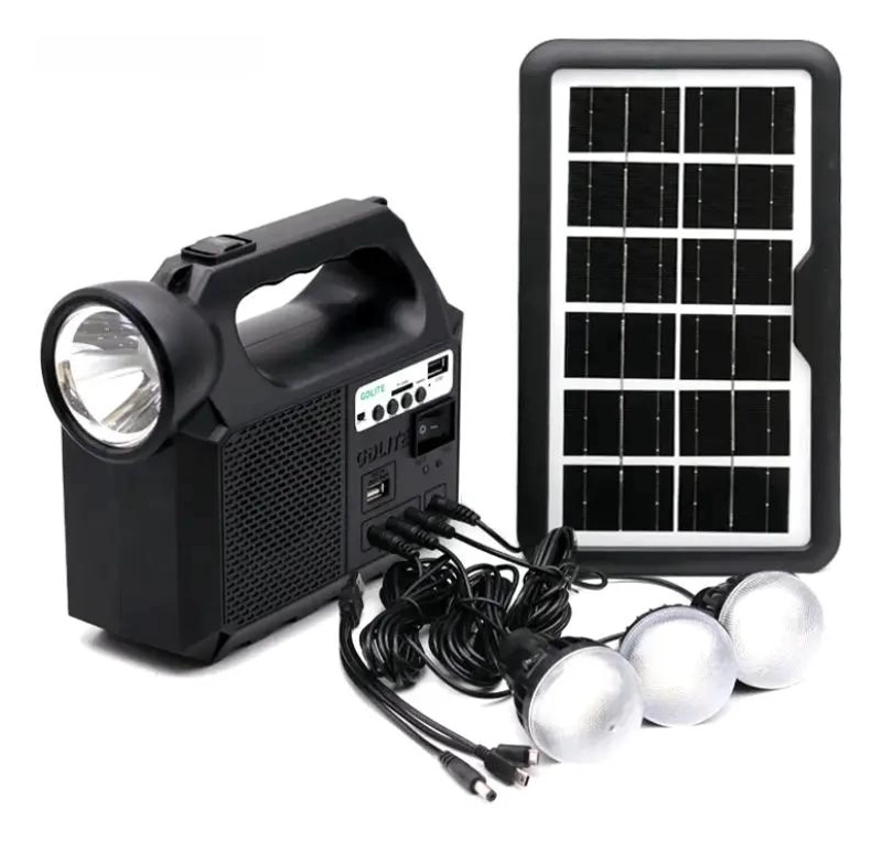 GENÉRICO KIT SOLAR PORTATIL CON AMPOLLETAS LED, RADIO FM Y BLUETOOTH MP3