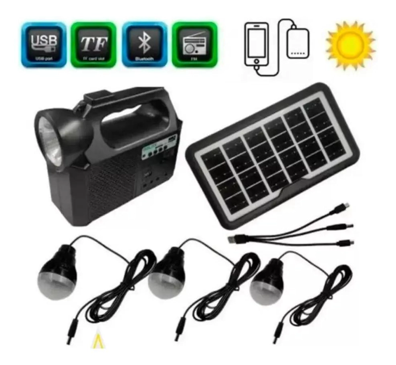 KIT SOLAR PORTATIL CON AMPOLLETAS LED, RADIO FM Y BLUETOOTH MP3 - 2