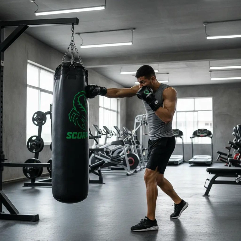 SACO DE BOXEO PROFESIONAL 120 CM CON 3 CAPAS DE CUERO SINTE TICO - 1