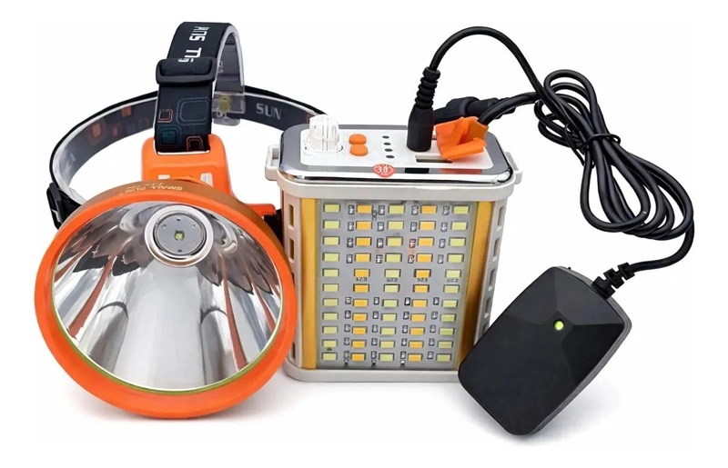 FOCO LED DE LARGO ALCANCE 800W CON LINTERNA USB PARA CAMPING Y MINERIA - 1