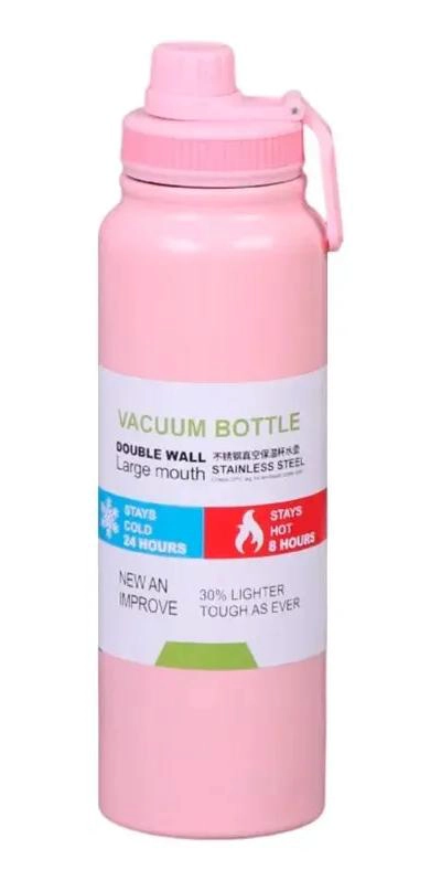 VASO TE RMICO DE ACERO INOXIDABLE 1000 ML CON TAPA ANTIDERRAME COLOR ROSA - 2
