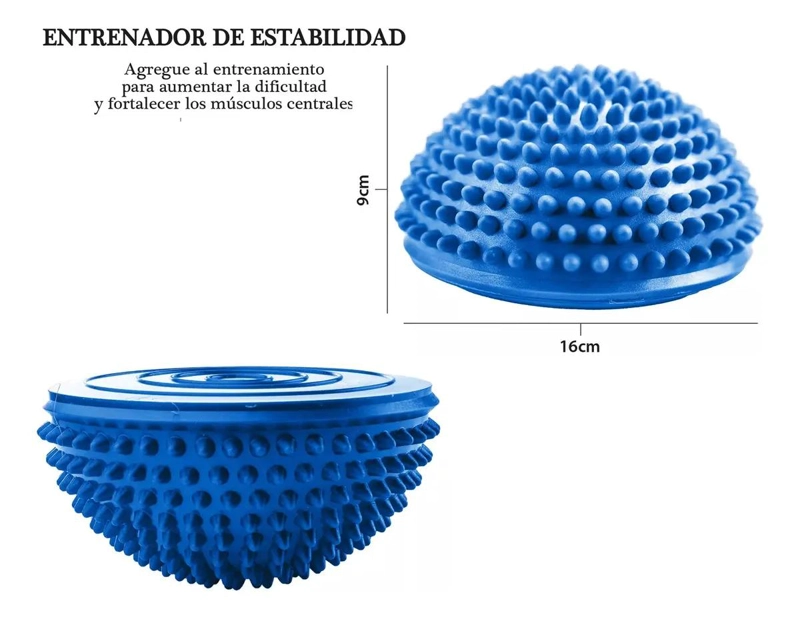 SET DE 2 BALONES MINI BOSU DE 16 CM DE DIAMETRO EN COLOR AZUL - 4