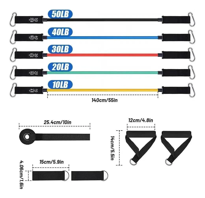KIT COMPLETO DE BANDAS DE RESISTENCIA CON ACCESORIOS PARA ENTRENAMIENTO - 2