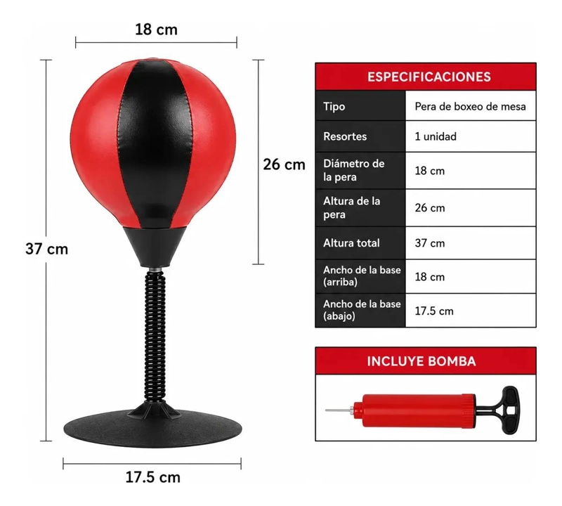 PERA DE BOXEO PARA MESA CON VENTOSA PARA NIÑOS Y NIÑAS - 2