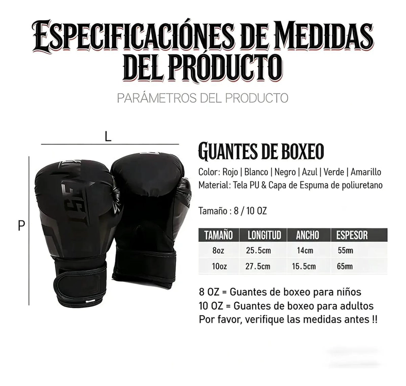 GUANTES DE BOXEO PROFESIONALES PARA NIÑOS Y ADOLESCENTES DE 8 A 16 AÑOS - 1