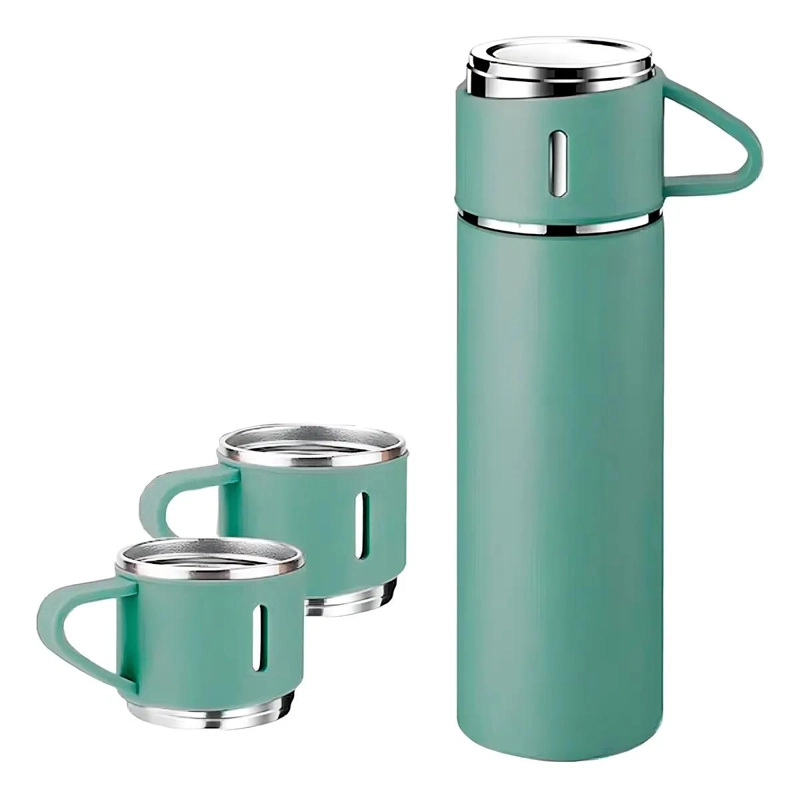 TERMO DE 500 ML CON 3 TAZAS PARA MANTENER TEMPERATURA - 3