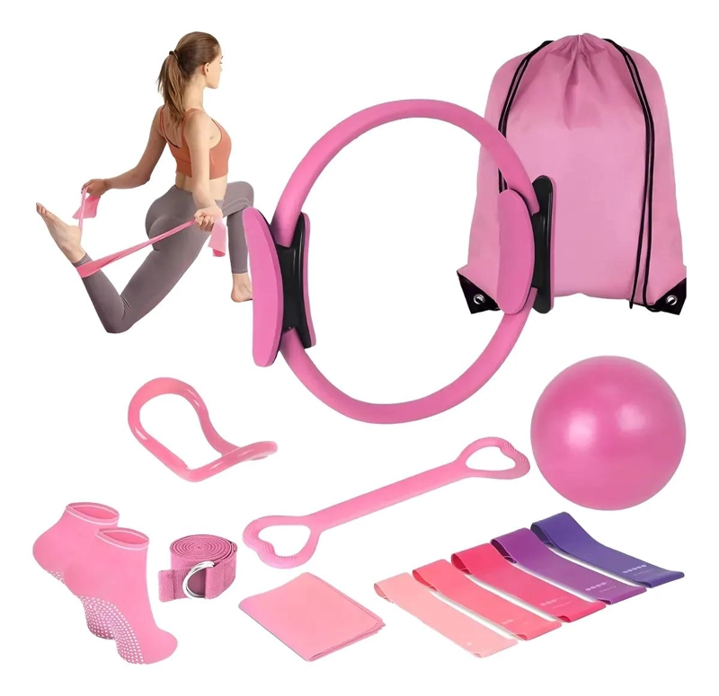 SET COMPLETO DE BANDAS ELASTICAS Y ANILLO PARA YOGA Y PILATES - 1