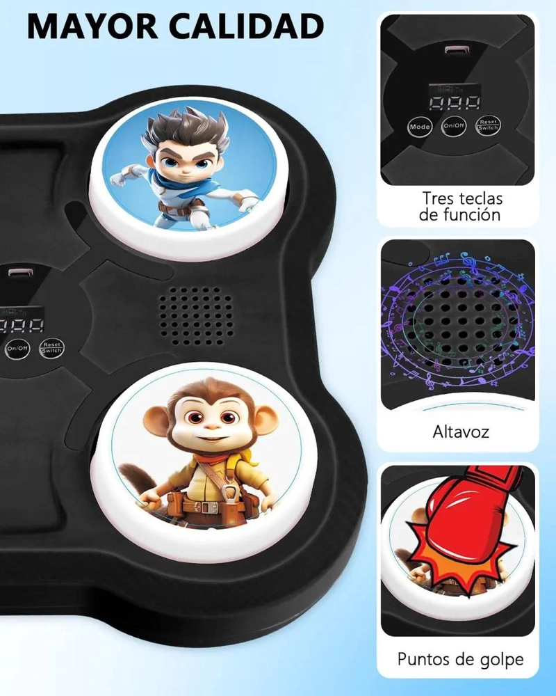 MAQUINA DE BOXEO INFANTIL CON BLUETOOTH, LUCES Y MUSICA INTEGRADA - 4