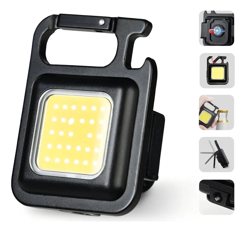 LINTERNA LED COB RECARGABLE CON LLAVERO Y GANCHO MAGNE TICO MINI - 1