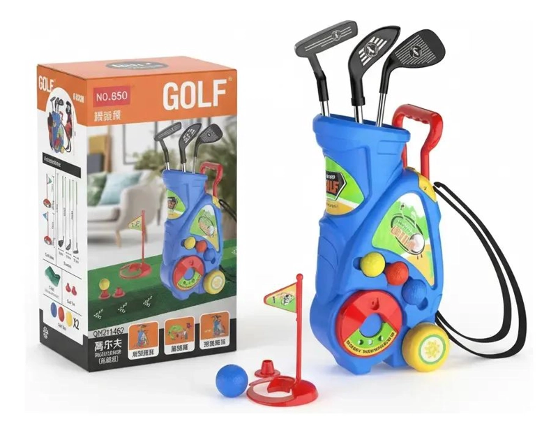 SET DE GOLF INFANTIL CON CARRO Y ACCESORIOS PARA JUEGO AL AIRE LIBRE - 1