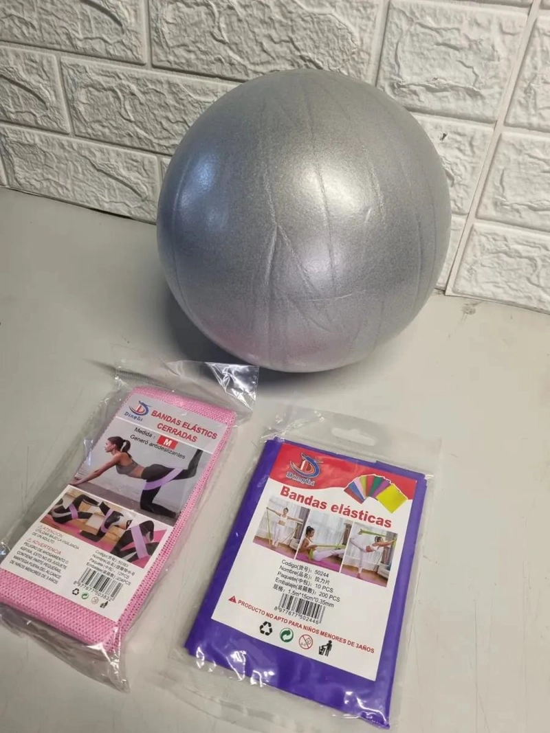 KIT PILATES CON BALON DE 30 CM Y ELASTICOS DE RESISTENCIA - 2