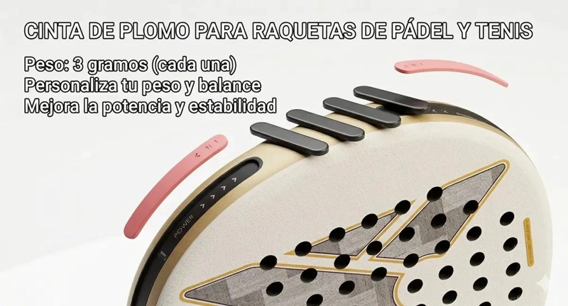 CINTA ADHESIVA DE PLOMO PARA RAQUETAS DE TENIS Y PADEL CON PESO DE 3 GRAMOS - 4