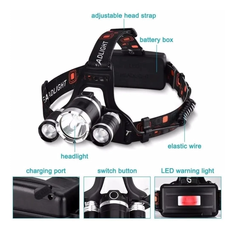 LINTERNA LED PARA CABEZA CON CINTILLO AJUSTABLE 5000 LUMENES PACK 2 - 1