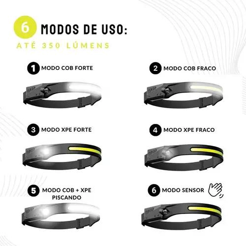 LINTERNA FRONTAL RECARGABLE USB CON LUZ LED PARA CICLISMO Y CAMPING - 4