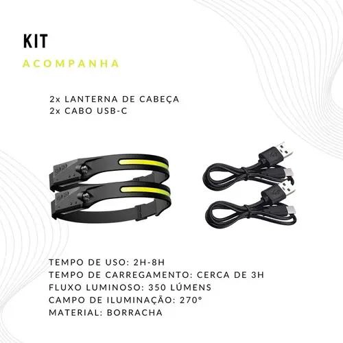 LINTERNA FRONTAL RECARGABLE USB CON LUZ LED PARA CICLISMO Y CAMPING - 5