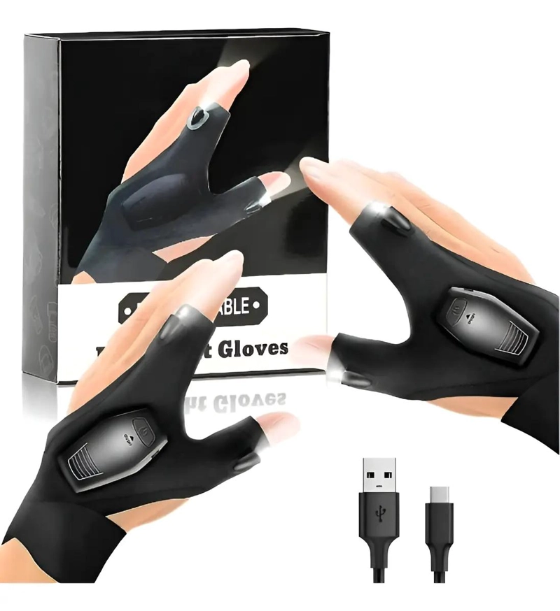 GUANTES CON LINTERNA LED RECARGABLES PARA ILUMINACION MANUAL - 1