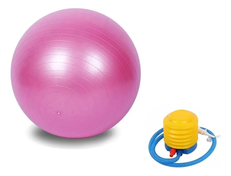 PELOTA DE PILATES FITBALL DE 65 CM CON INFLADOR COLOR ROSADO - 1