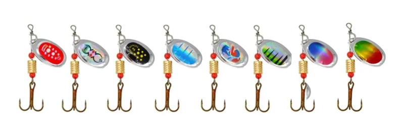 JUEGO DE 16 CUCHARAS METALICAS MULTICOLOR PARA PESCA CON SEÑUELOS - 2