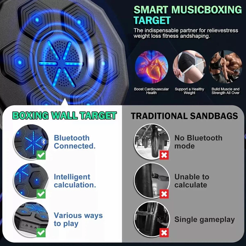 MAQUINA DE BOXEO CON FUNCION MUSICAL BLUETOOTH Y GUANTES INCLUIDOS - 4