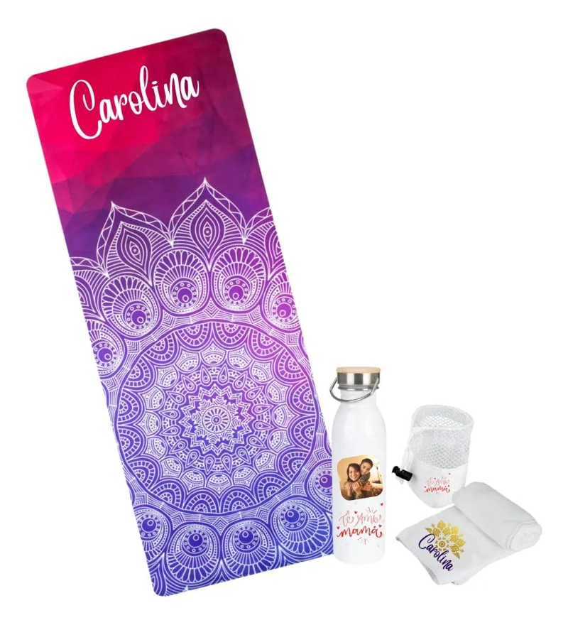 SET COMPLETO PARA YOGA CON MAT ANTIDESLIZANTE, TOALLA ABSORBENTE Y BOTELLA - 1