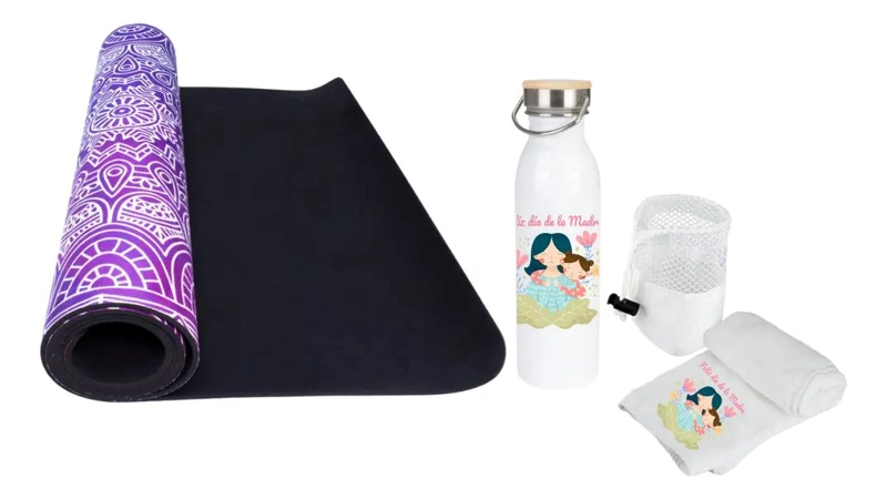 SET COMPLETO PARA YOGA CON MAT ANTIDESLIZANTE, TOALLA ABSORBENTE Y BOTELLA - 2