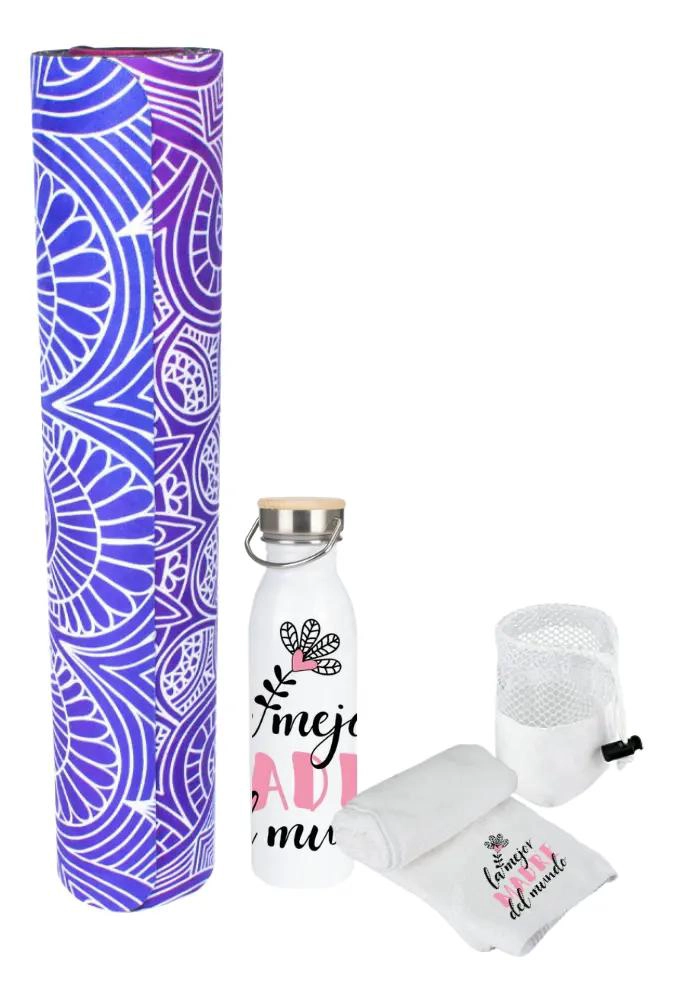 SET COMPLETO PARA YOGA CON MAT ANTIDESLIZANTE, TOALLA ABSORBENTE Y BOTELLA - 3