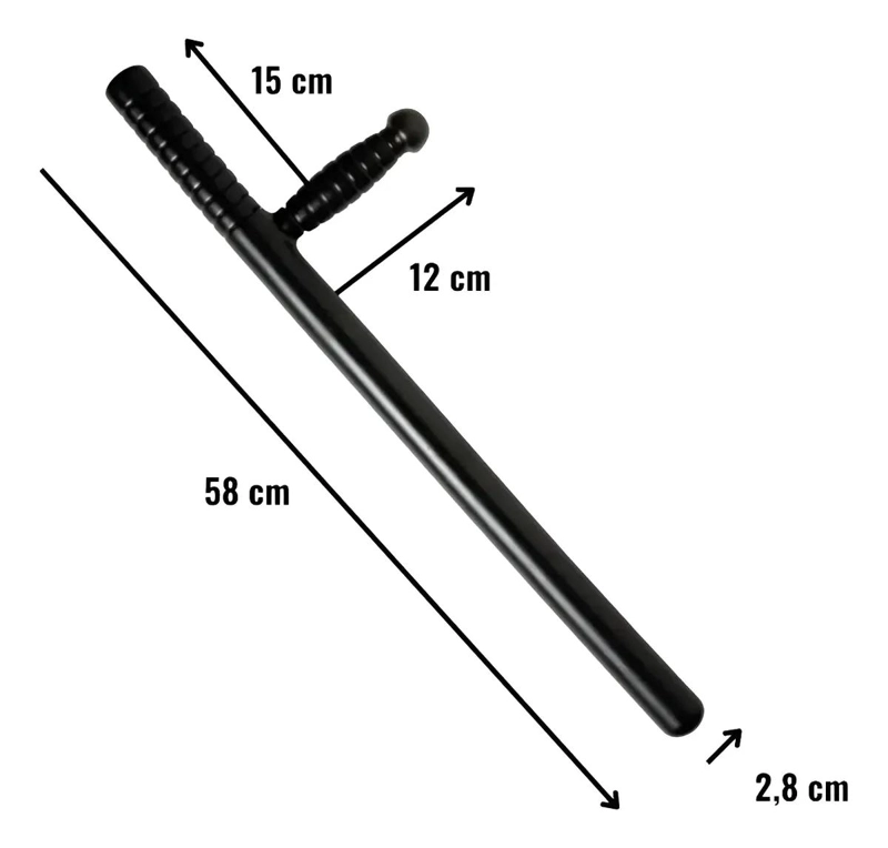 BASTON DE DEFENSA PERSONAL TIPO TONFA COLOR NEGRO PARA SEGURIDAD - 4