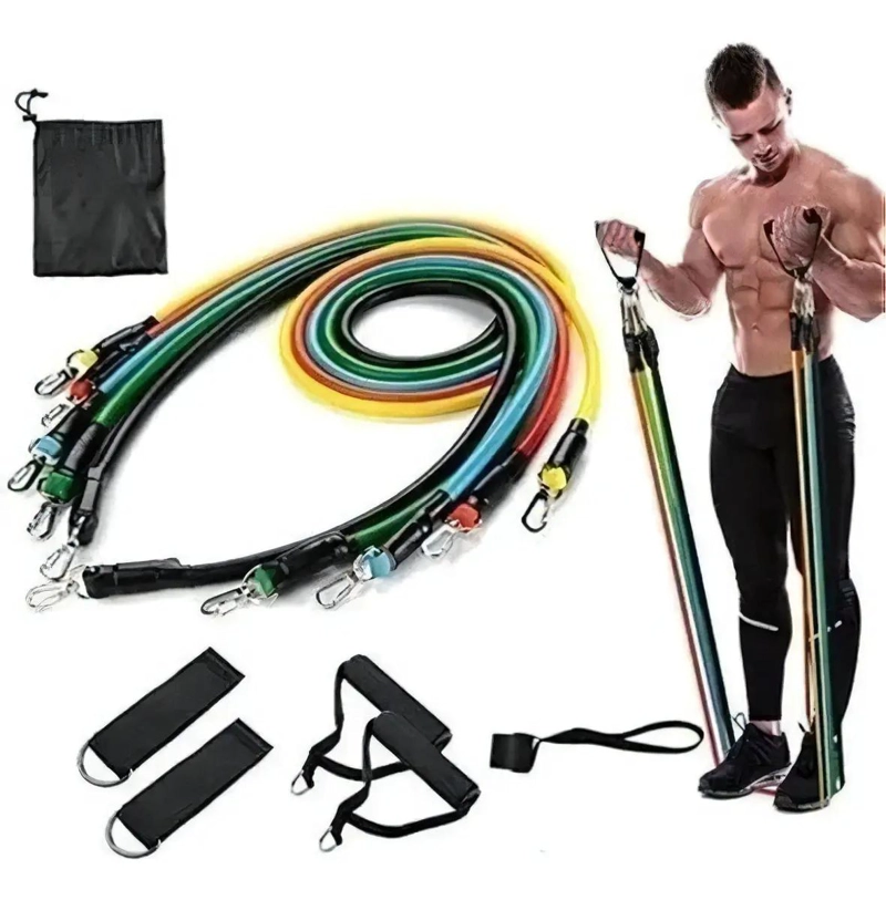 KIT DE BANDAS ELASTICAS PARA EJERCICIO CON 5 NIVELES DE RESISTENCIA Y COLORES - 2