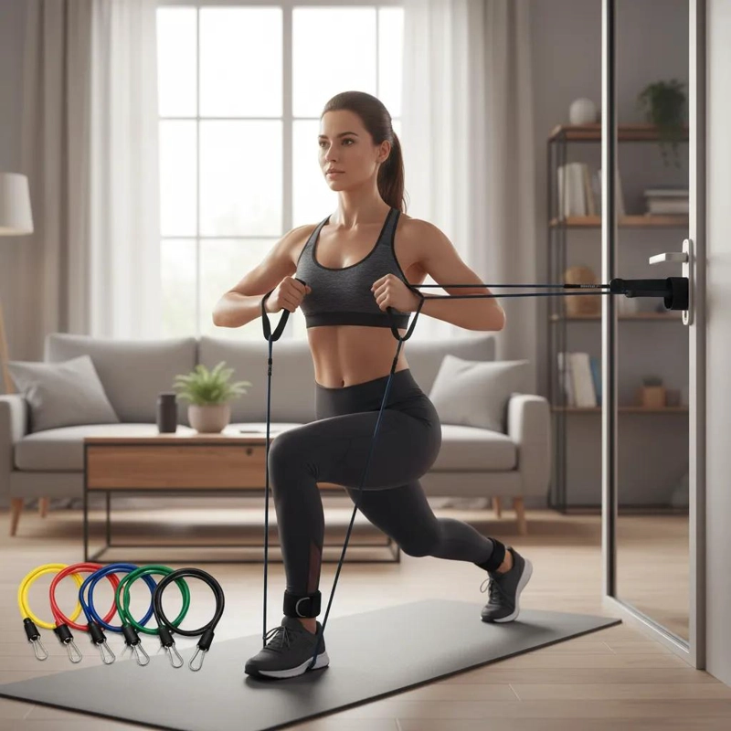 BANDAS DE RESISTENCIA ELASTICAS PARA EJERCICIO EN CASA Y GIMNASIO - 4