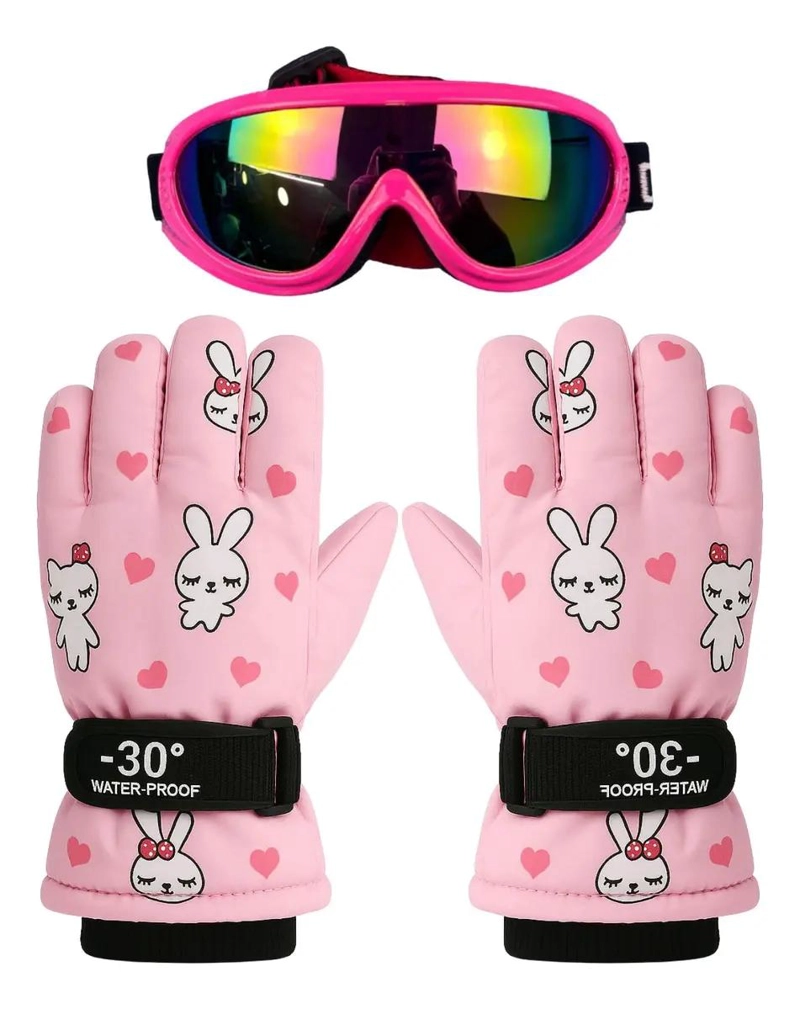 GUANTES Y ANTIPARRAS PARA NIEVE PARA NIÑOS DE 7 A 9 AÑOS - 1