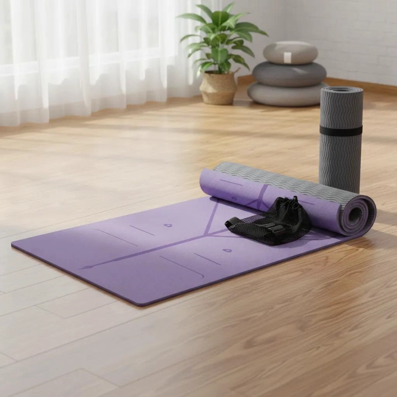 COLCHONETA DE YOGA ECO 8MM DOBLE COLOR CON GUIAS Y ACCESORIOS - 2