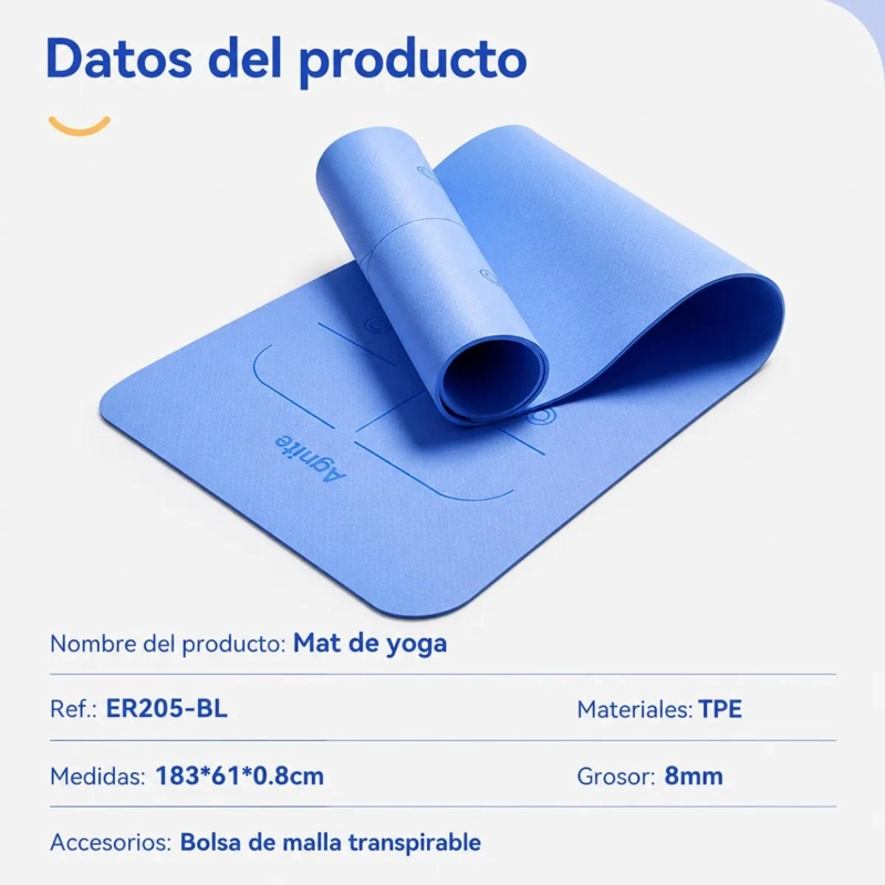 COLCHONETA DEPORTIVA PARA YOGA Y PILATES DE 8MM CON BOLSO - 5
