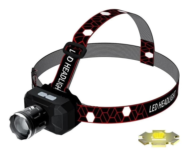 LINTERNA DE CABEZA RECARGABLE CON LUZ LED BLANCA Y CINTILLO AJUSTABLE - 1
