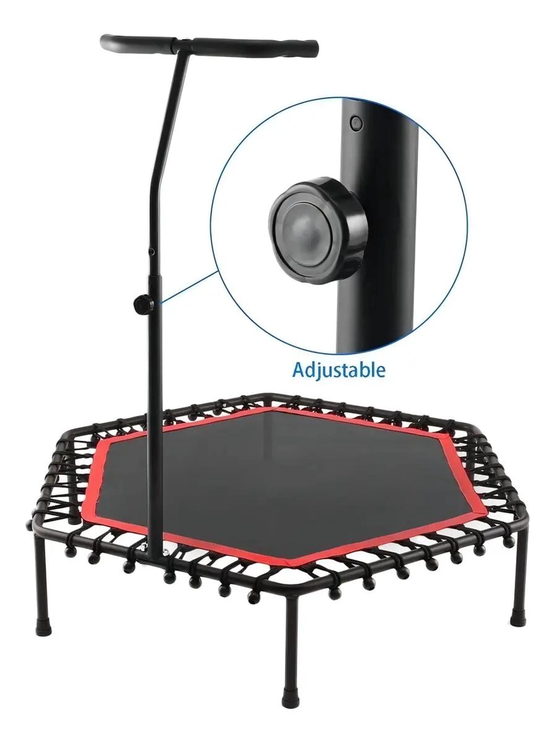 TRAMPOLIN FITNESS HEXAGONAL CON MANGO 115 CM ROJO PARA EJERCICIO - 4