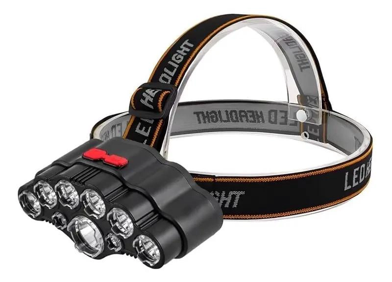 LINTERNA FRONTAL RECARGABLE CON 9 LEDS Y ALCANCE DE 100 METROS - 1