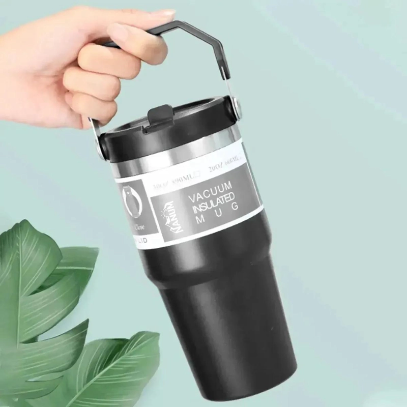 VASO TERMO DE ACERO INOXIDABLE PARA CAFE  Y AGUA 600ML COLOR NEGRO - 2