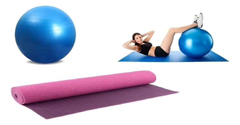 KIT COMPLETO PARA YOGA CON MAT, BOLSO Y BALON PILATES AZUL - 1