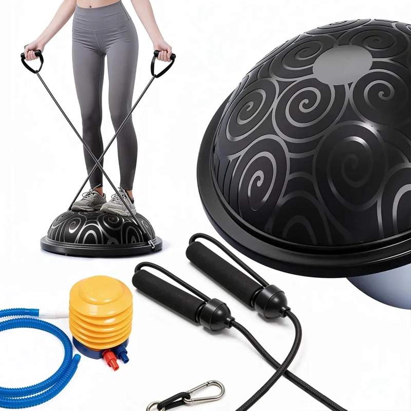 BALON BOSU PARA PILATES Y FITNESS 60 CM CON MANILLAS E INFLADOR - 1