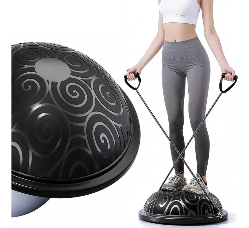 BALON BOSU PARA PILATES Y FITNESS 60 CM CON MANILLAS E INFLADOR - 4