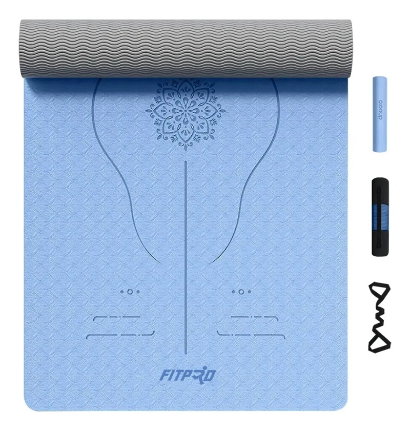 MAT DE YOGA ECOLOGICO DE 6MM CON GUIAS DOBLES Y ACCESORIOS - 1