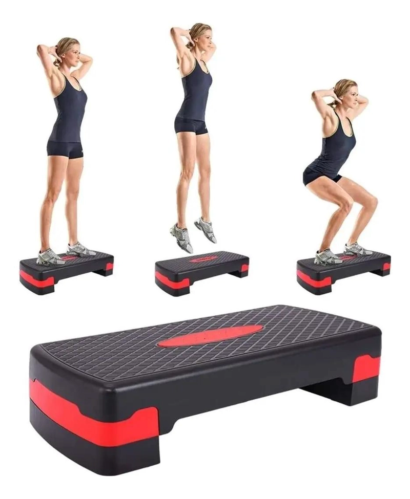 STEP AEROBICO CON DOS NIVELES ANTIDESLIZANTE EN NEGRO Y ROJO - 2