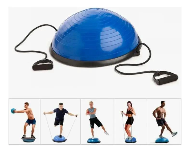 BALON BOSU PARA EJERCICIOS DE EQUILIBRIO CON MANILLAS E INFLADOR - 3