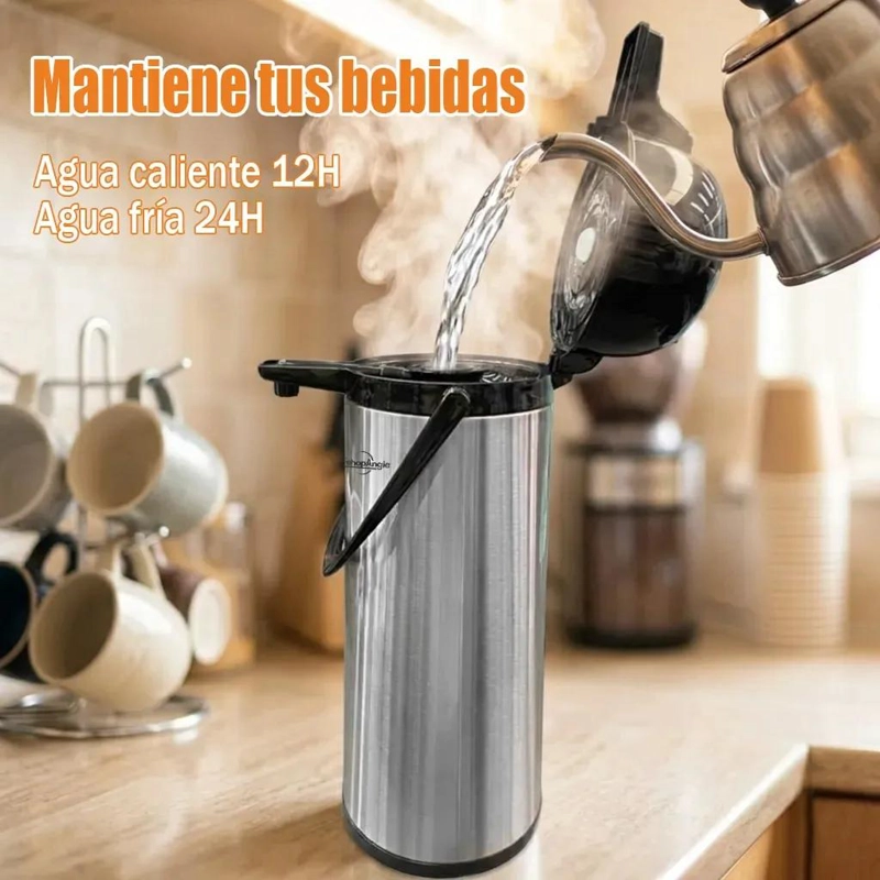TERMO DISPENSADOR DE ACERO INOXIDABLE PARA AGUA CALIENTE Y CAFE  1.9 LITROS - 5