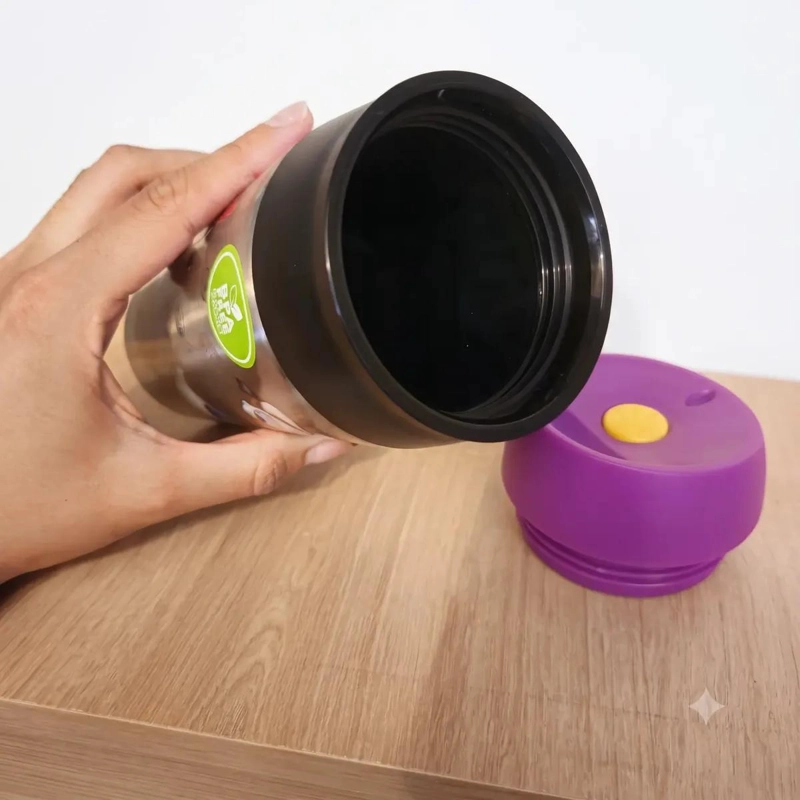 VASO TE RMICO DE ACERO Y PLASTICO CON BOTON PARA 450 ML - 1