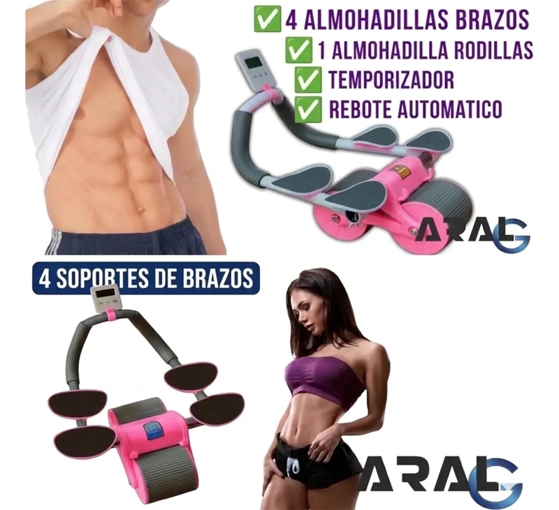 RUEDA PARA EJERCICIOS ABDOMINALES CON DOBLE RUEDA Y SISTEMA DE REBOTE AUTOMATICO - 4