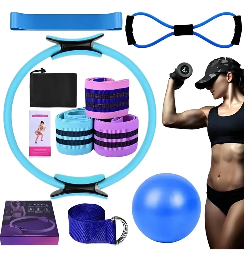 KIT COMPLETO PARA PILATES Y YOGA CON PELOTA Y BANDAS DE RESISTENCIA PARA FITNESS - 1